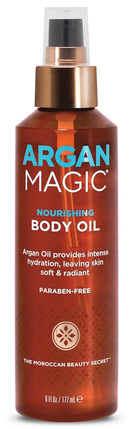 Argan Magic Nourishing Body Oil with Argan & Almond Oil | Intense Hydration, Softens & Radiates | Paraben Free, (6 FL Oz)