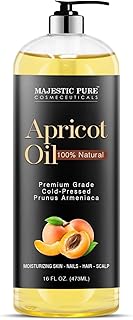 MAJESTIC PURE Apricot Oil, 100% Pure and Natural, Cold-Pressed, Apricot Kernel Oil, Moisturizing, for Skin Care, Massage, Hair Care, and to Dilute Essential Oils, 16 fl oz