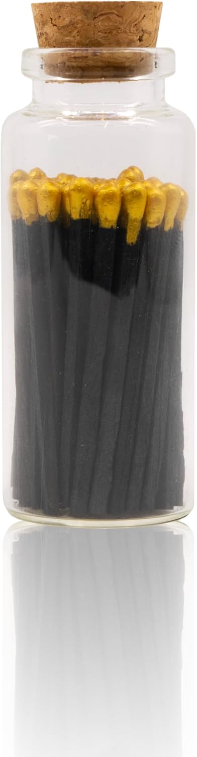 Chandler Studio Colorful Small Match Bottles - Cork Closure - Strike-on Jars - 2” Matchsticks (10 Bottles, 40 Matchsticks Bottle)