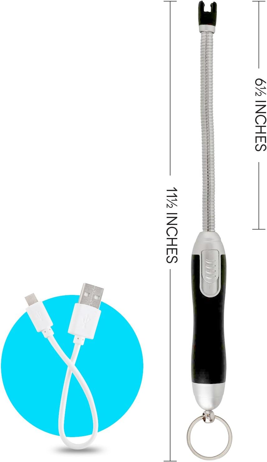 Electric Arc Multipurpose Lighter with Long Flexible Neck, USB Rechargeable, (Black)
