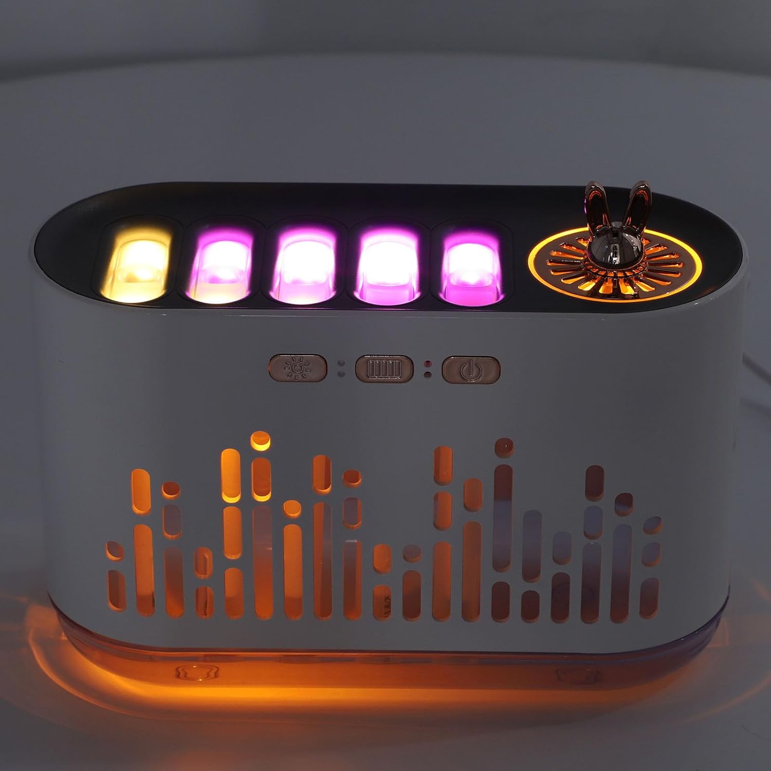 ​Flame Essential Oil Diffuser, 700ml RGB Color Changing Music Sync Air Diffuser Cool Mist Humidifier Super Quiet Auto Shut Off Diffuser with 2 Mist Modes for Large Room