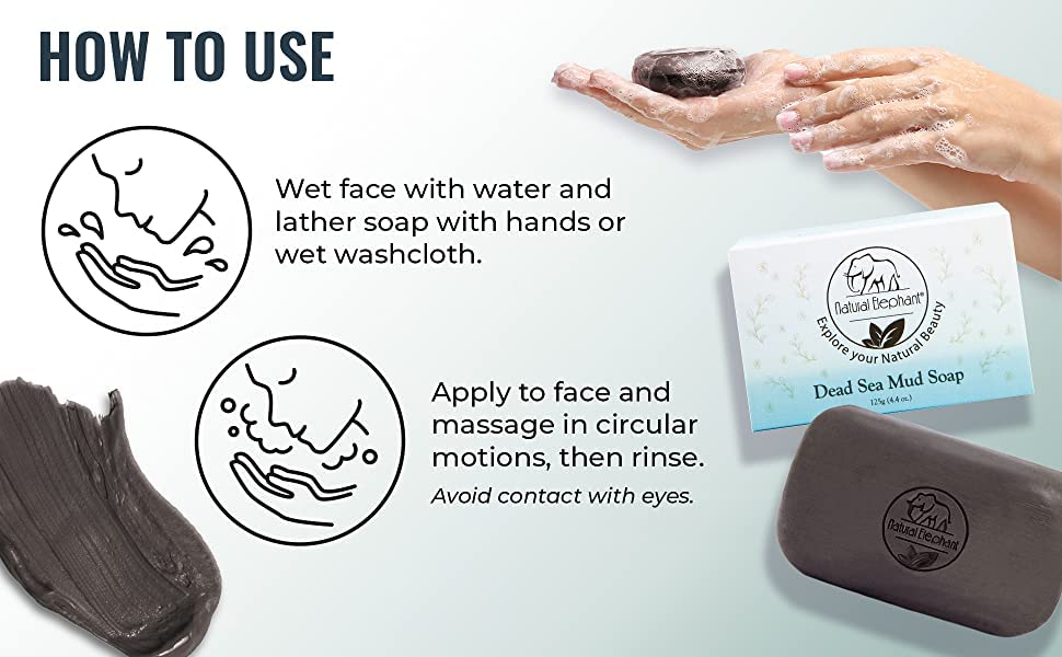 Natural Elephant Dead Sea Mud Soap Bar | Mineral-Rich Face & Body Cleanser with Natural Dead Sea Minerals | 4.4 oz (125 g) Pack of 3