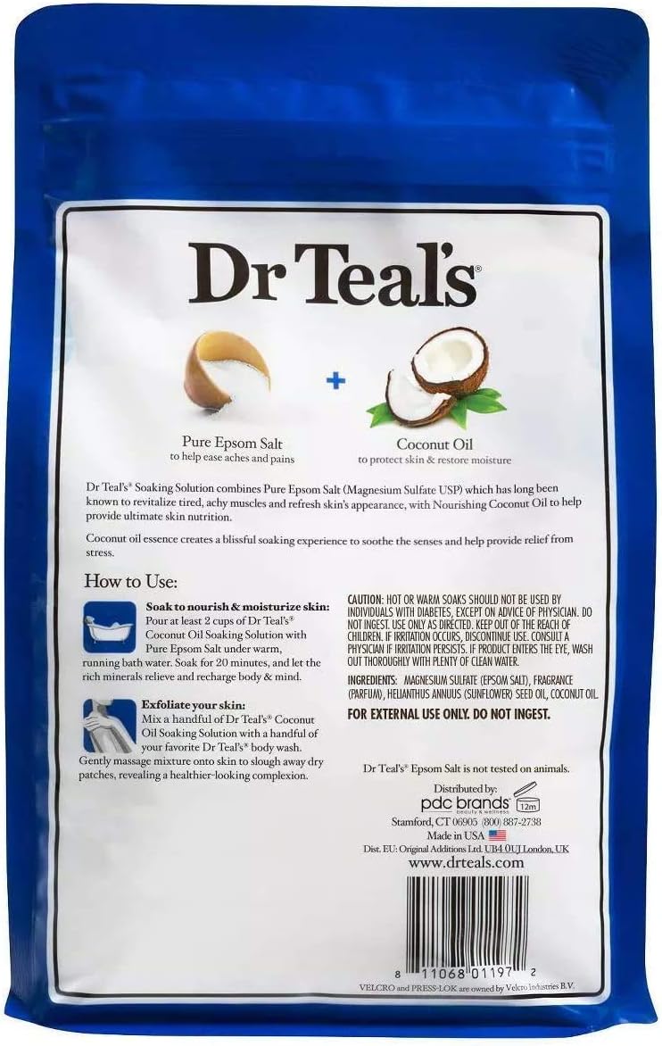 Dr Teal's Epsom Salt Bath Variety Gift Set (2 Pack, 3lb Ea) - Relax & Relief Eucalyptus & Spearmint, Nourish & Protect Coconut - Essential Oils & Pure Epsom Salt