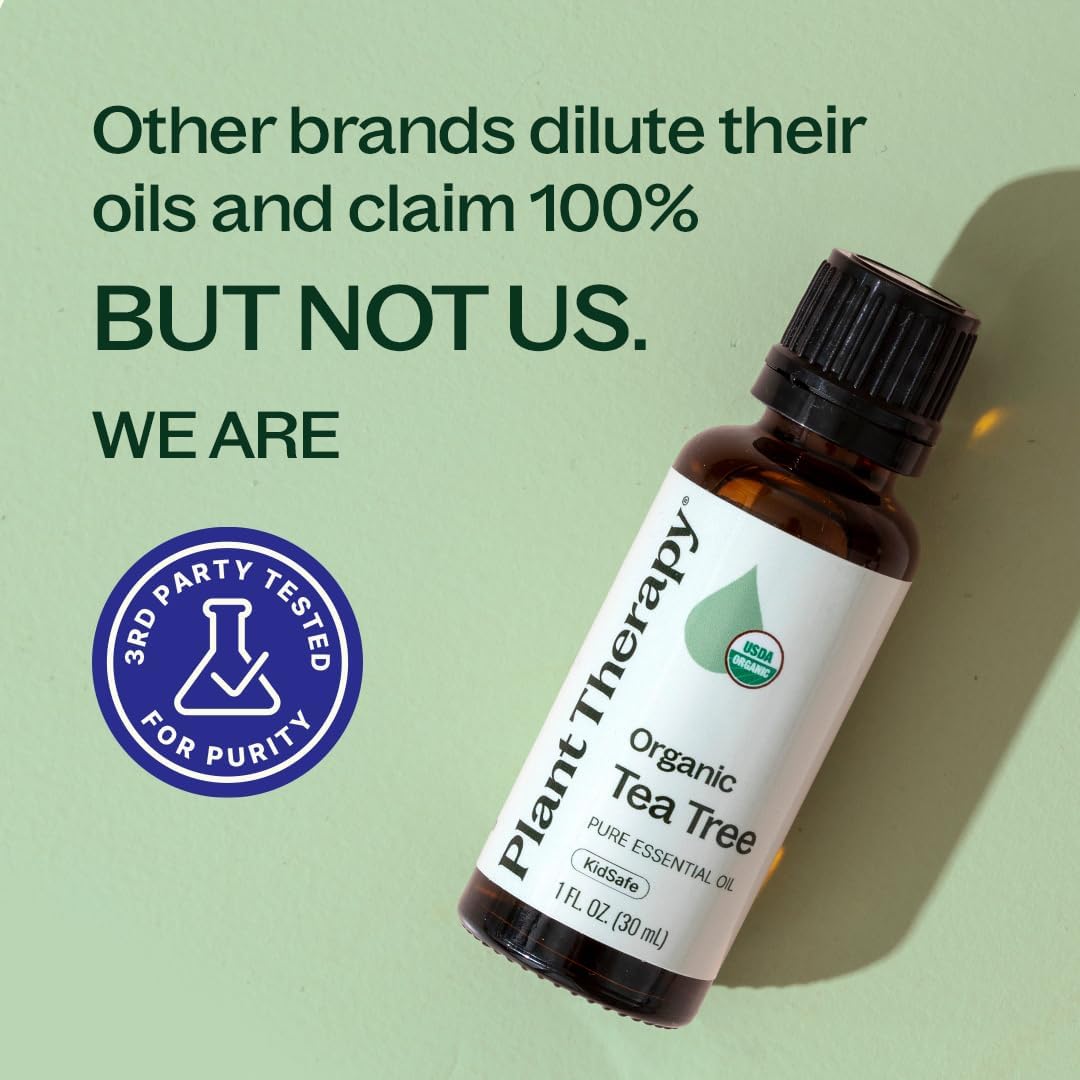 Plant Therapy Organic Tea Tree Oil (Melaleuca) 100% Pure, USDA Certified Organic, Undiluted, Natural Aromatherapy, Therapeutic Grade 30 mL (1 oz)