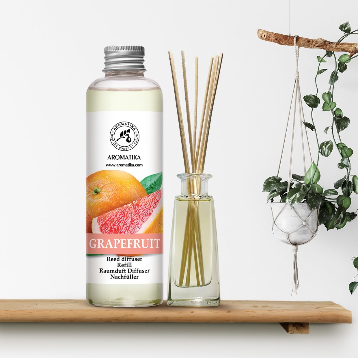 Reed Diffuser Oil Refill Grapefruit 6.8 Fl Oz (200ml) - Intensive & Long Fragrance for Room - Lasting Natural Room Scent - Refill for Office - Boutique - Restaurant - Aromatherapy