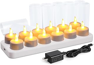 WoneNice Rechargeable Tea Lights Flickering Flameless Candles with Charging Base and AC Adapter, Romantic for Mother's Day Lantern Party Restaurants Weddings Christmas and Holiday Decoration