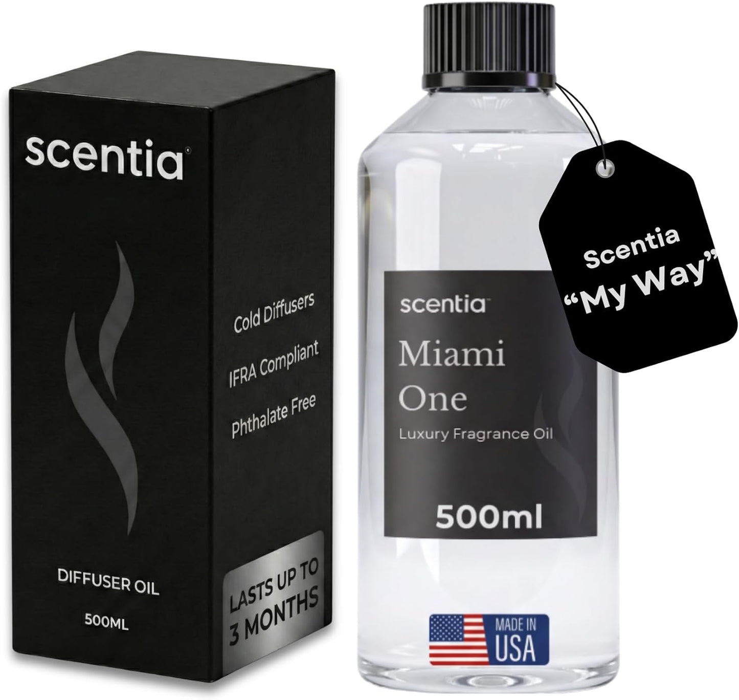 Scentia Miami One (My Way) Diffuser Oil for HVAC Scent Machine – Hotel Fragrance Inspired by 1 Hotel Miami Beach – 500 mL – Lemon, Sandalwood & Cedar Oil for Commercial & Cold Air Diffusers