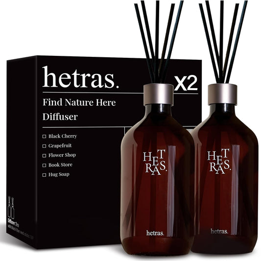 hetras Premium Reed Diffuser Set (Pure Laundry Scent)–Large Capacity Value 2-Pack