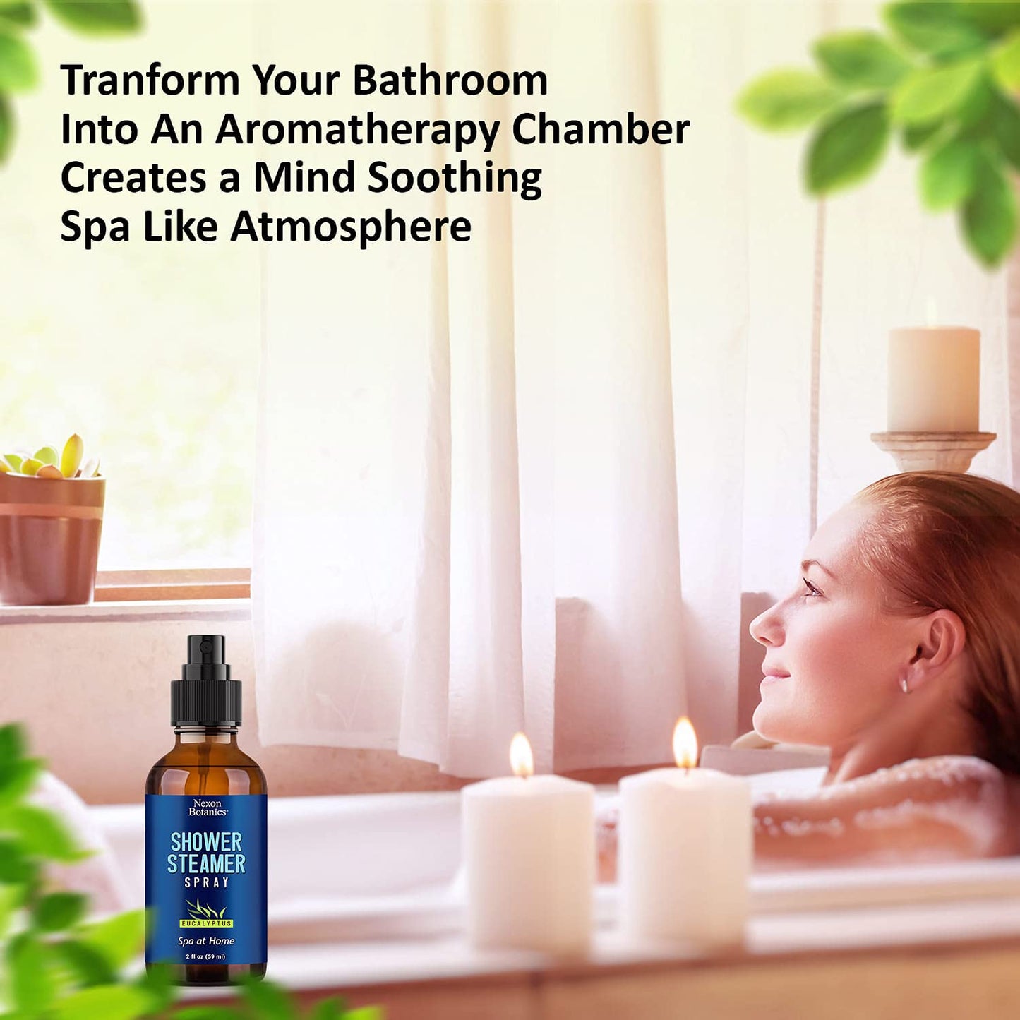 Eucalyptus Shower Steamer Spray 2 fl oz – Aromatherapy Shower Mist with Essential Oils – Eucalyptus Steam Spray for Sauna, Spa, Bathroom & Room – Nexon Botanics