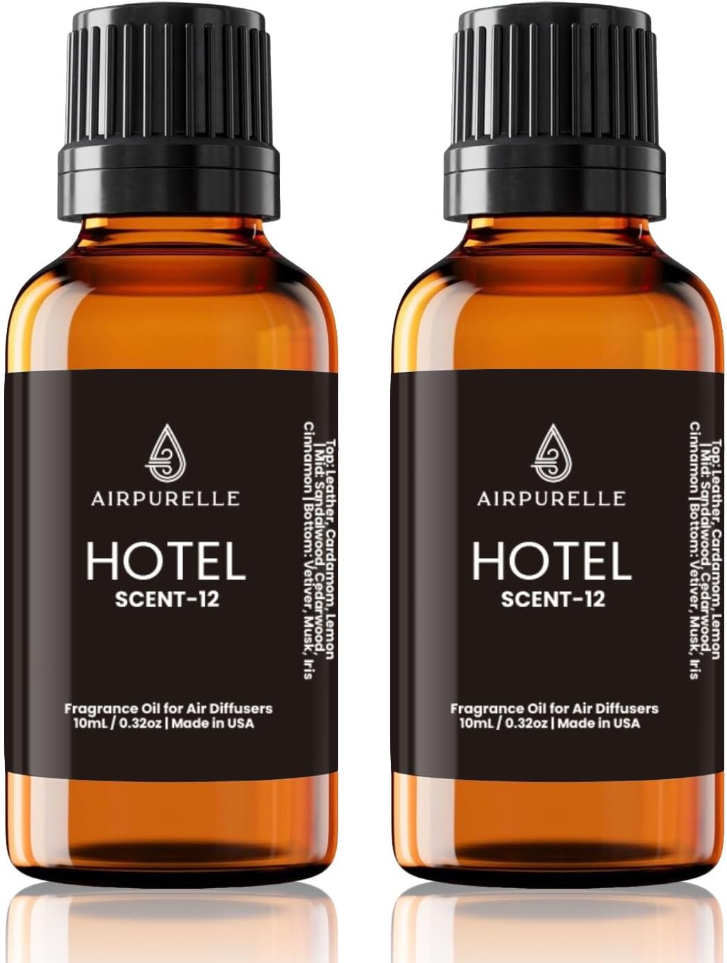 AirPurelle Hotel Diffuser Oil Scent-12 Sumptuous Leather Warm Sandalwood Iris Fragrance Oil for Ultrasonic and Waterless Diffusers DIY 2 Pack (2 * 0.34 fl oz) My Way Scent