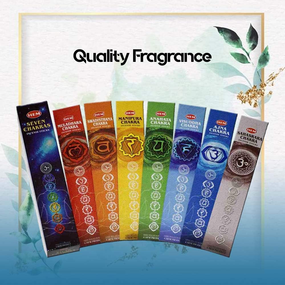 Hem Seven Chakras Incense Sticks – 35 Sticks Variety Set (7 Fragrance Packs) – Aromatic Incense for Meditation, Yoga & Home Fragrance.
