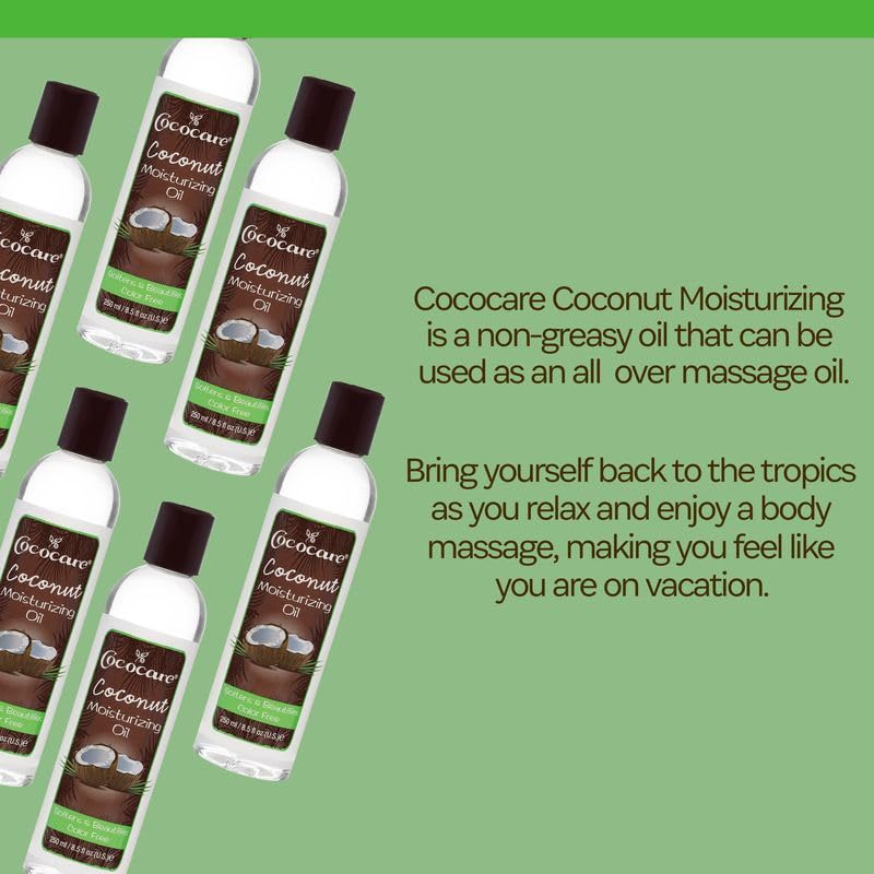 Cococare Coconut Moisturizing Oil, 8.5 fl oz - Lightweight Body Moisturizer Formulated with Natural Coconut Oil - Paraben-Free Body Oil for Bath, Shower, Massage, and Everyday Skin Care - 2 Pack