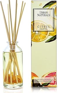 Urban Naturals Citrus Bliss Mandarin Orange & Grapefruit Essential Oil Reed Diffuser w/Real Orange! | Fresh Home Fragrance