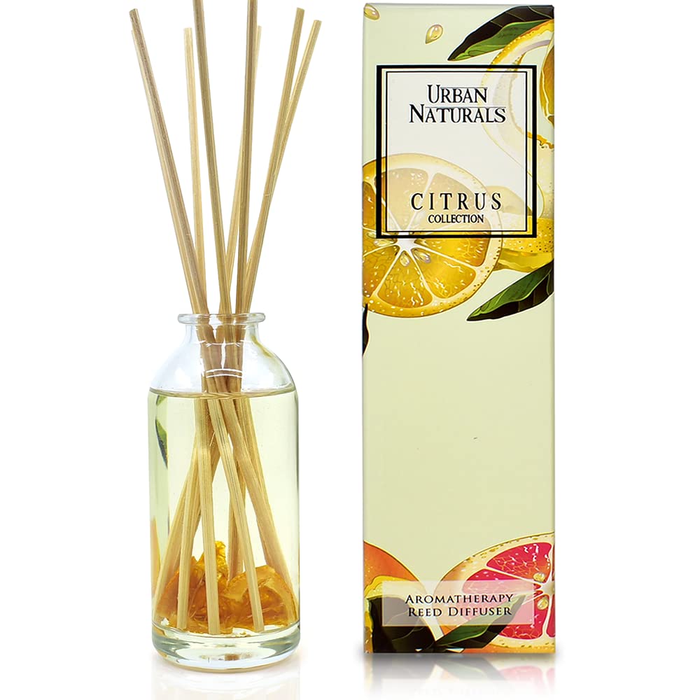 Urban Naturals Citrus Bliss Mandarin Orange & Grapefruit Essential Oil Reed Diffuser w/Real Orange!