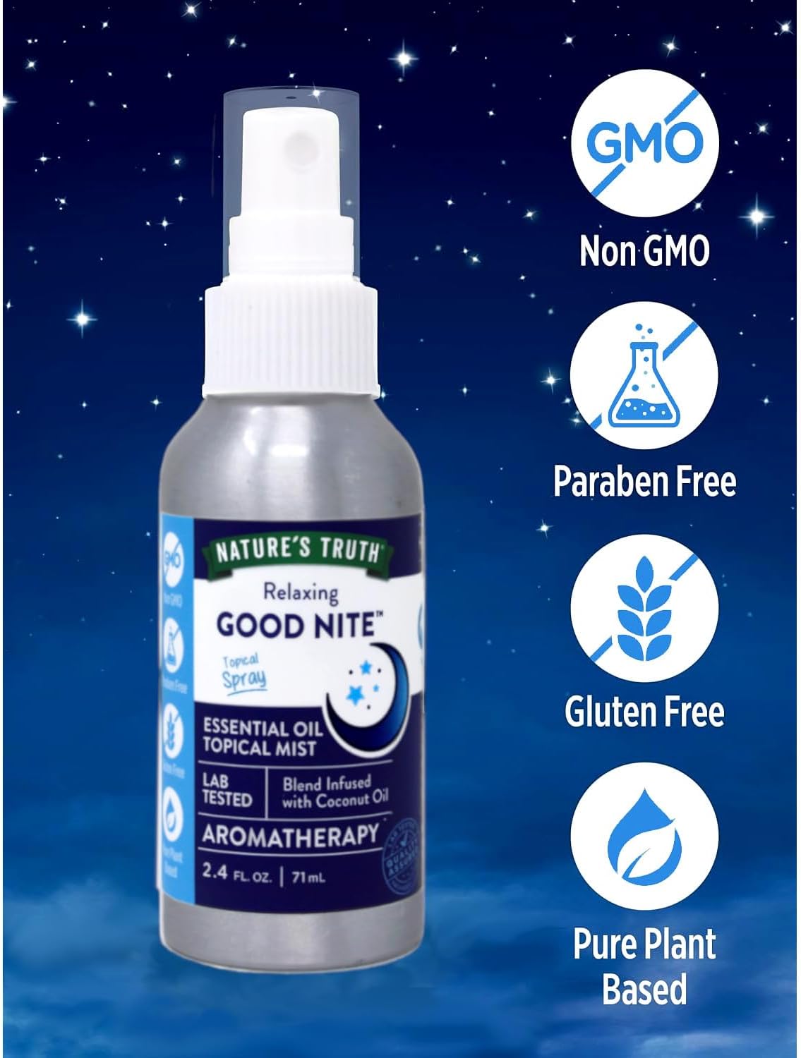 Nature's Truth Good Nite Essential Oil Topical Mist, Calming Blend, Yoga, & Aroma Spray, 2.4 FL OZ - 3 Pack