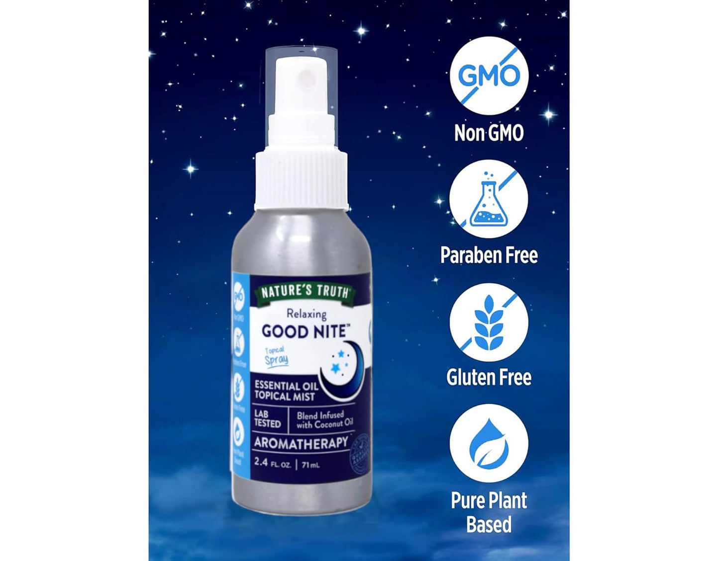 Nature's Truth Good Nite Essential Oil Topical Mist, Calming Blend, Yoga, & Aroma Spray, 2.4 FL OZ - 2 Pack