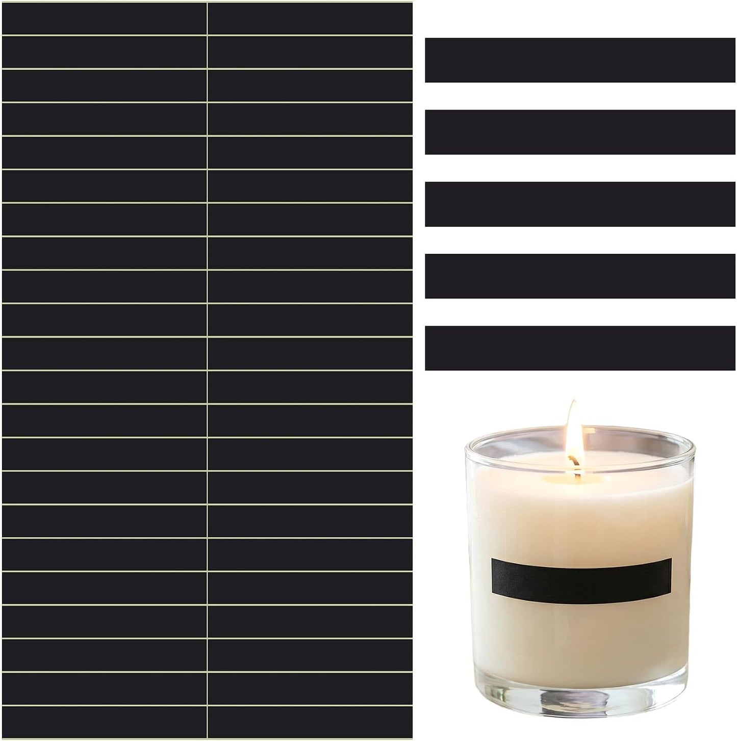 42pcs Black Match Striker Stickers, 2.36" Rectangular Adhesive Match Striker Papers Stickers, Paper Sheets Supplies for Candles Fireplace Boot Matching Holder Bottles Jars Containers