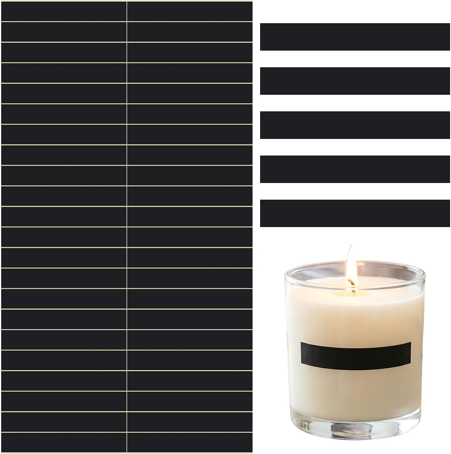 42pcs Black Match Striker Stickers, 2.36" Rectangular Adhesive Match Striker Papers Stickers, Paper Sheets Supplies for Candles Fireplace Boot Matching Holder Bottles Jars Containers