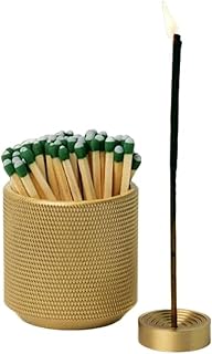 Match Holder with Striker - with Bonus Incense Holder - 100% Solid Brass Match Striker and Holder - A Modern Décor Match Cloche - Matches Not Included