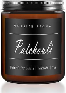 MOASITN Patchouli Highly Scented Candles for Home| Natural Soy Aromatherapy Candle| Handmade Long Lasting Jar Candle| Candel Gift for Women,Men as Relaxing,Birthday,Housewarming Gifts| 7oz