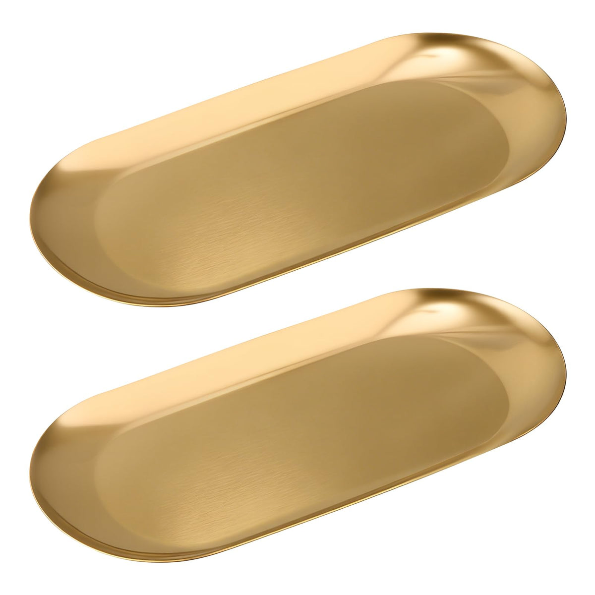 Vaincre Gold Decorative Jewelry Tray - 2PCS Stainless Steel Oval Trinket Ring Holder Dish