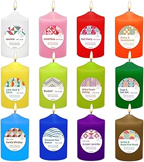 Home Scented Color Pillar Candles Set of12-2x3 inch - Dripless and Smokeless Large Pillar Candles, 20-Hours Long Burning Time Paraffin Candle for Dinner Table, Christmas and Home Deco