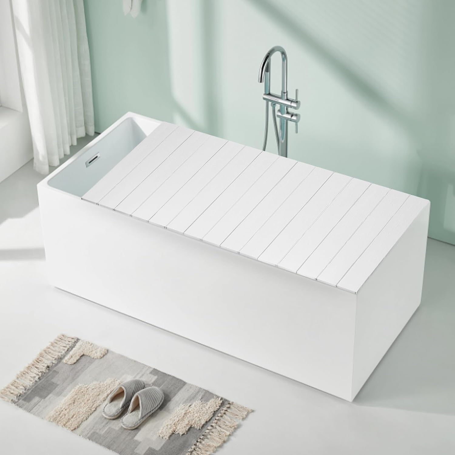 Bath Cover, Foldable Bathtub Board, Waterproof, Dustproof Bathtub Tray, Insulation PVC Bathtubs, Durable Insulation Plate for Home, Bathroom, Spa Experience