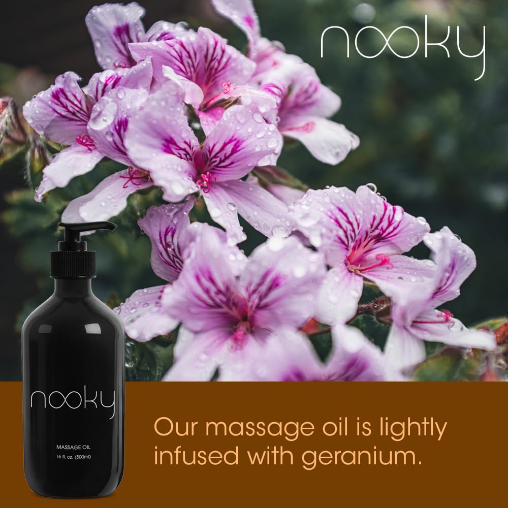 Nooky Massage Oil with Premium Natural Ingredients. Relaxing Essential and Sweet Almond Oils for Massaging 16 Ounces