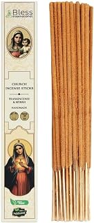 Bless-Church-Frankincense 100%-Natural-Handmade-Hand-Dipped-Incense-Sticks Organic-Chemicals-Charcoal-Free Purification-Relaxation-Positivity-Yoga-Meditation Best-Woods-Scent (15 Sticks (1.7 OZ))