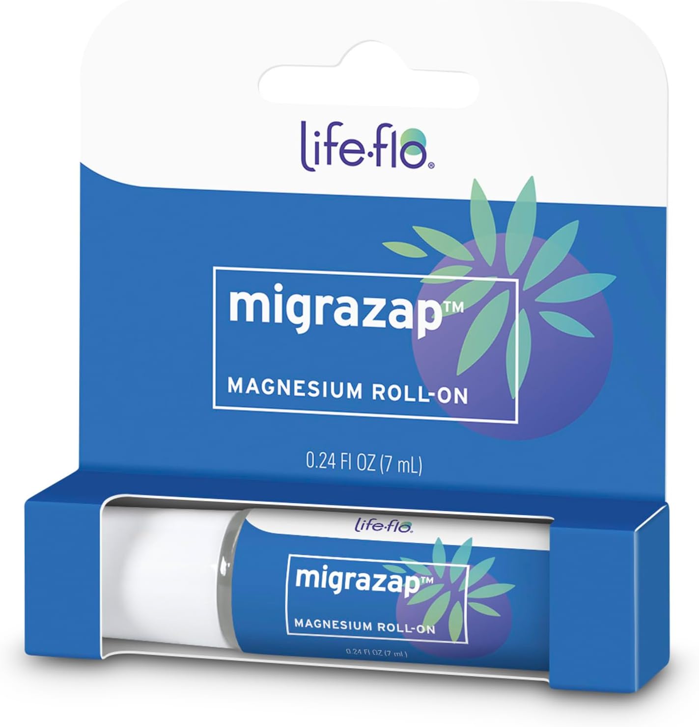 LIFE-FLO MigraZap Magnesium Roll On w/Magnesium Chloride, Lavender Essential Oil, Peppermint Essential Oil - Massage onto Temples, Forehead and Neck to Help Soothe The Mind, 60-Day Guarantee, 0.24oz