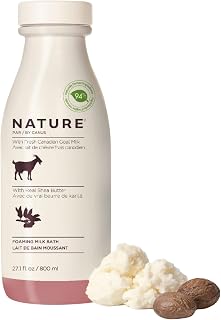 Goat Milk Foaming Bath with Shea Butter, 27.1 Fl Oz, Fresh Canadian Goat Milk with Vitamin A B3 Potassium Zinc Selenium, Nature by Canus