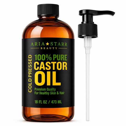 Aria Starr Castor Oil Cold Pressed - 16 FL OZ - 100% Pure Hair Oil For Hair Growth