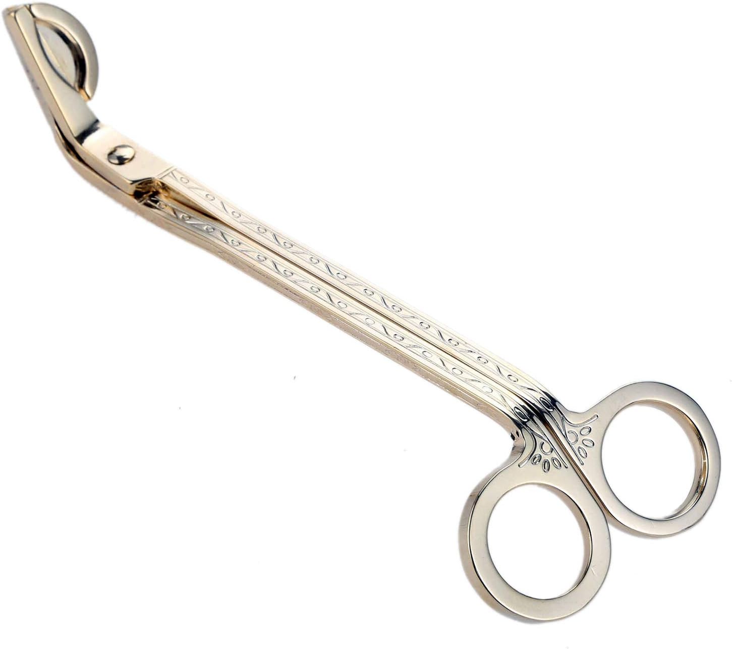 Candle Wick Trimmer,Stainless Steel Wick Clipper with Built-in Debris Tray Gold Scissor Cutter for Cleaner Burn Prevents Soot Easy Candle Care Accessory