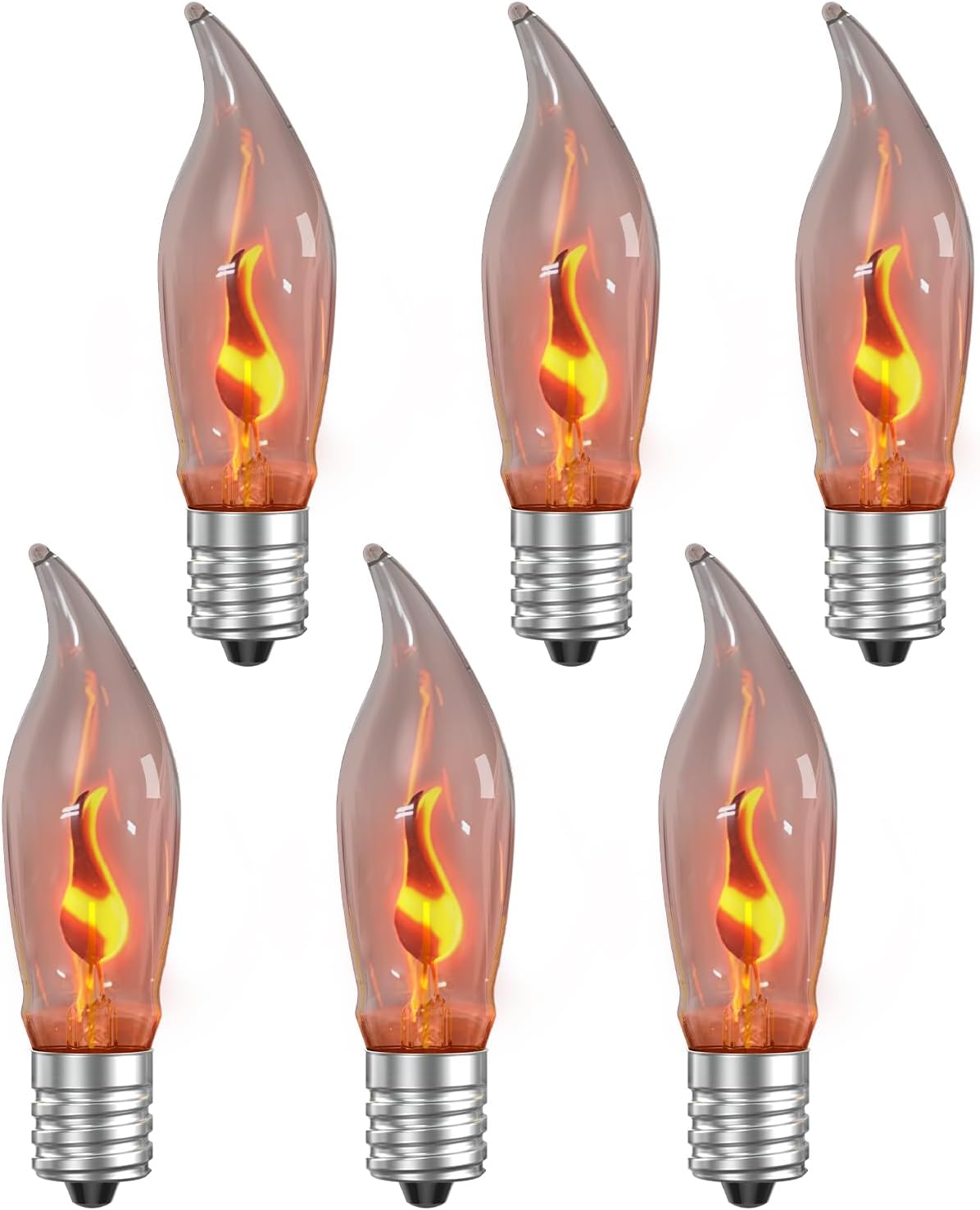 Hompavo Upgraded Flame Light Bulbs, Compact E12 Chandelier Base Candle Flickering Fire Light Bulb for Halloween Christmas Party Porch Indoor & Outdoor Home Decor - 6 Pack