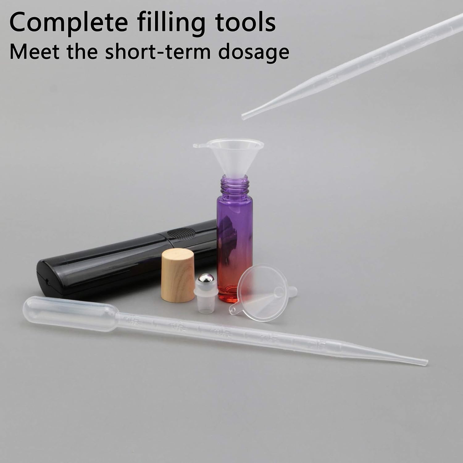 Kesell 10 Pack 5ml Glass Roll on Bottle Small Purple-orange Gradient Essential Oil Roller Bottles with Stainless Steel Roller Ball and Plastic Lid for Aromatherapy, Essential Oils, Perfumes Vials