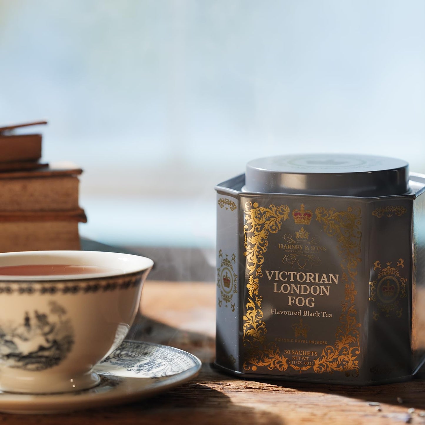 Harney & Sons Victorian London Fog Tea, Black & Oolong Tea with Vanilla, Citrus & Lavender, 30 Sachets