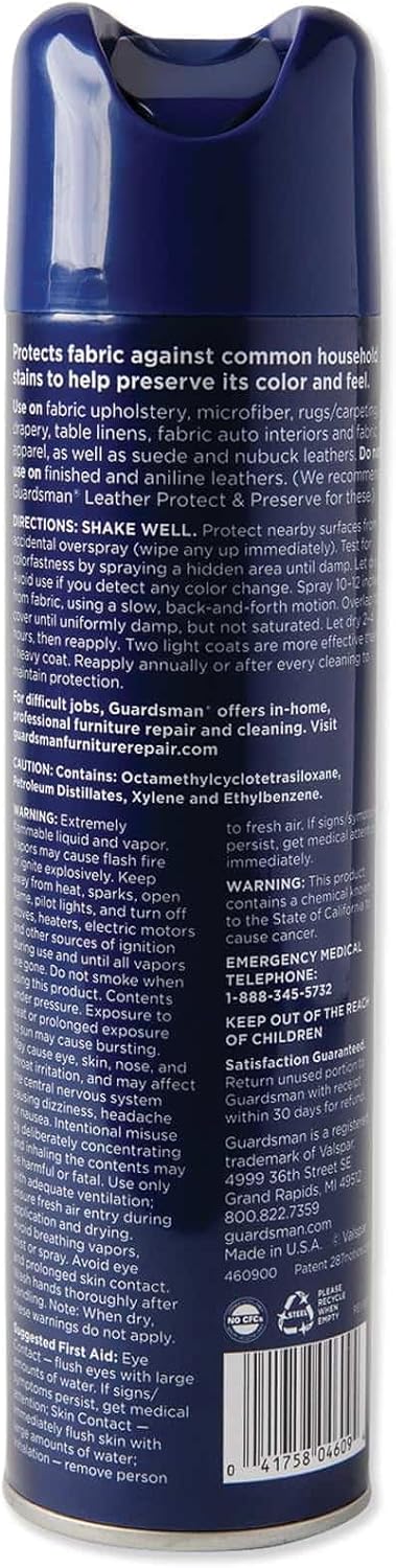 Guardsman Fabric Defense & Upholstery Water Repellent Spray, Protector & Stain Prevention for Microfiber, Rugs, Carpeting, Fabric Furniture, Apparel, and Shoes, Unscented, 11 oz