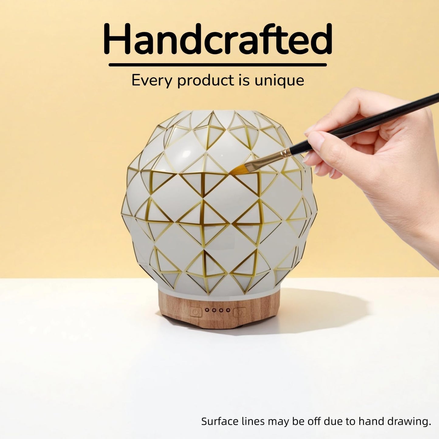 Essential Oil Diffuser, 100ML Handcrafted Glass Aromatherapy Diffuser with 7 Color LED Lights, Remote Control, Cool Mist Humidifier, Timed Mist, Auto Shut-Off (White)