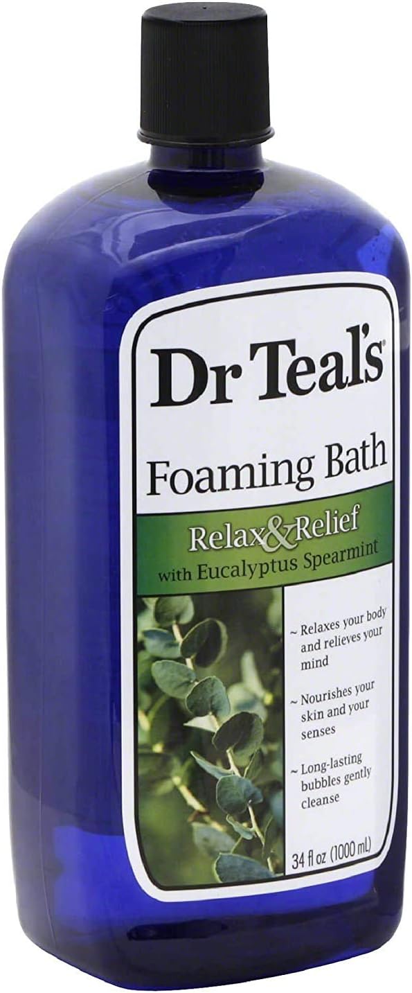 Dr Teal's Foaming Bath Variety Gift Set (2 Pack, 34oz ea.) - Soothe & Sleep Lavender & Relax & Relief Eucalyptus & Spearmint - Pure Epsom Salt & Essential Oils Alleviate Stress & Clear the Mind