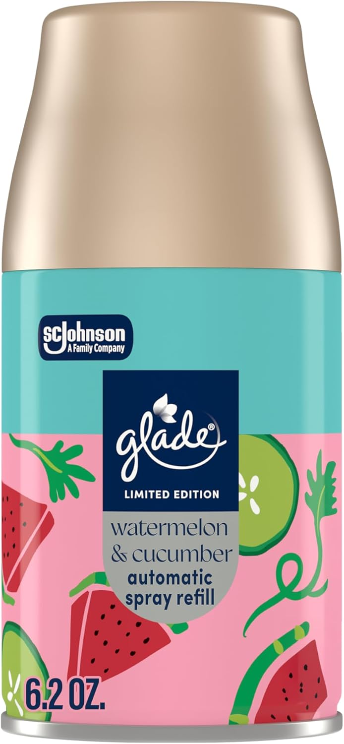 Glade Automatic Spray Refill, Watermelon & Cucumber, Scented Air Freshener for Home and Bathroom, 6.2 Oz