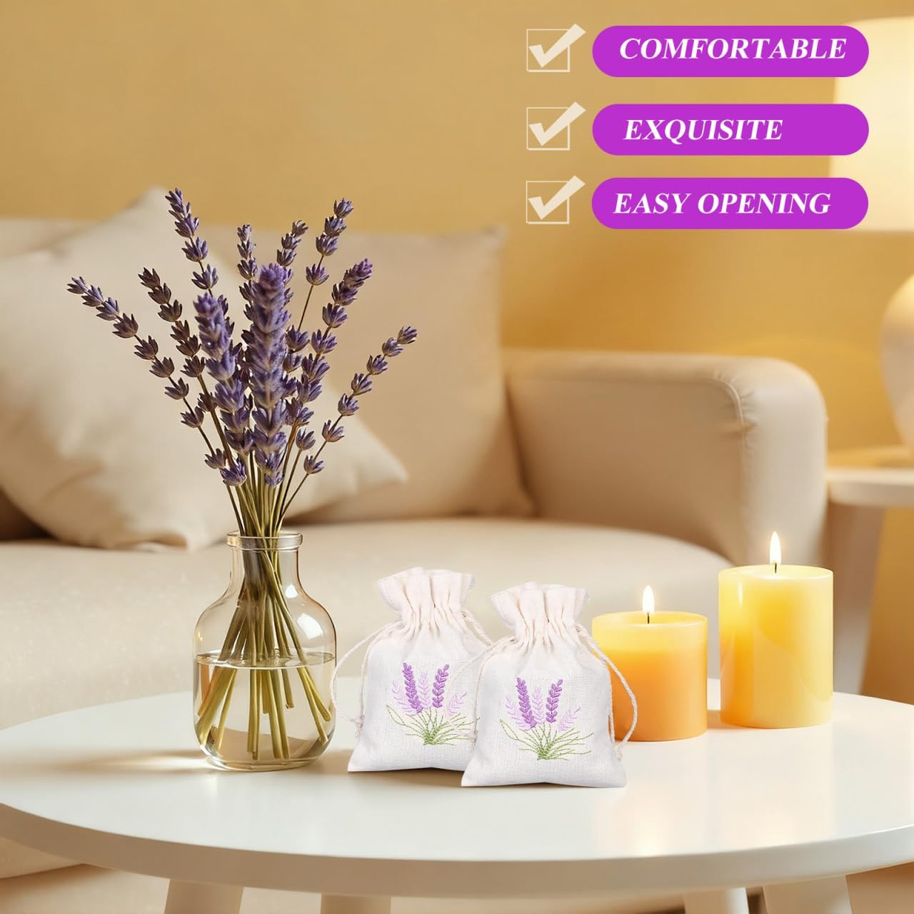 DOITOOL Lavender Sachet Bags 10 Pack Cotton Sachet Empty Bags with Drawstring Cotton Linen Pouch for Filling Spice Lavender Buds