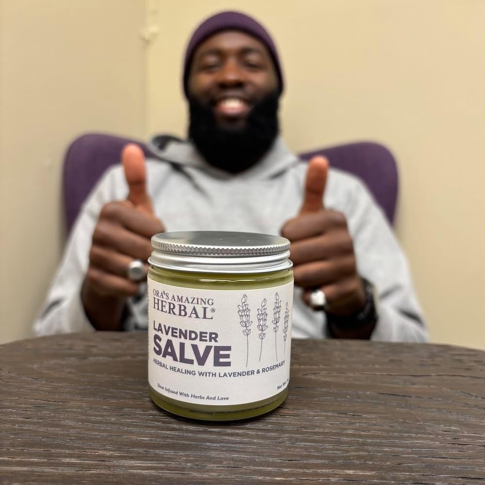 Lavender Salve Ointment, Sleep Balm, Lavender Essential Oil, Aromatherapy for Relaxation Anxiety Relief & Massage, Dry Skin Hand Repair Cream Calendula Coconut Oil, Ora's Amazing Herbal, 4 oz