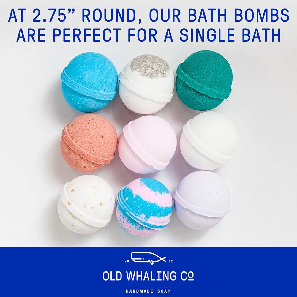 Old Whaling Co French Lavender Bath Bomb – Set of 4 – Handmade Bath Soak with Epsom Salts – Cleansing, Soothing and Moisturizing Fizz – Lavender, Mountain Heather and Rose Scent, 8 oz
