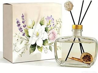 Reed Diffuser, Lavender Scented No Flame Air Freshener for Home, 100ml Long-Lasting Essential Oil Diffuser with Rattan Scent Sticks Lemon, Safe for Bedroom, Office, Bathroom