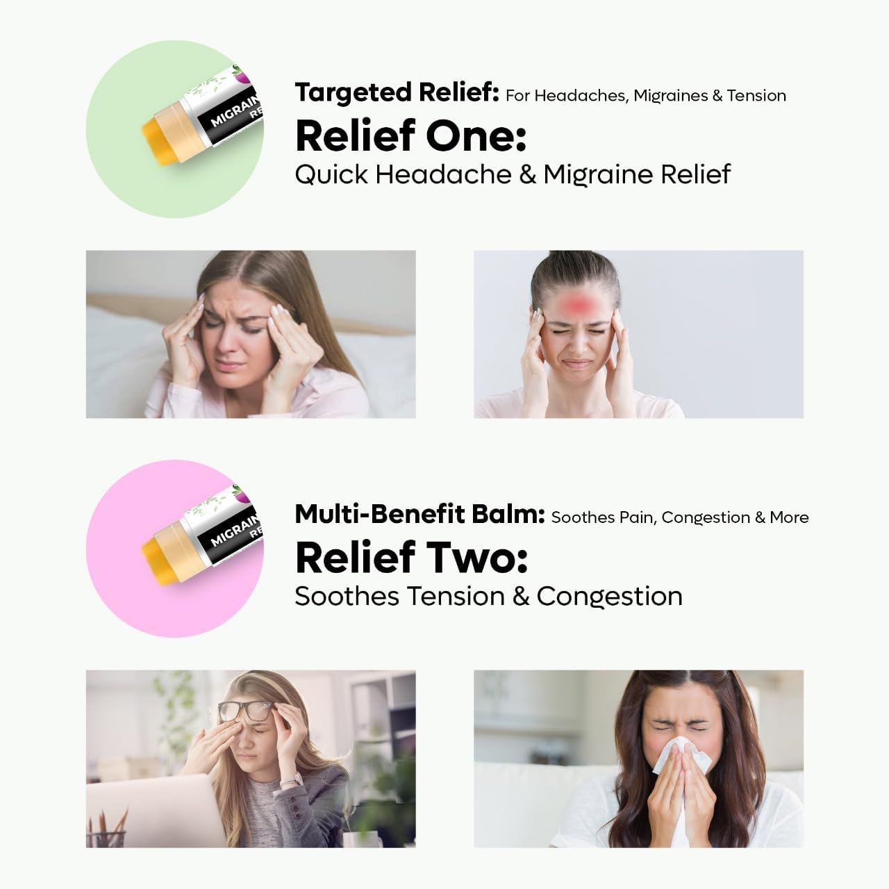 Shoola Relief Balm Touchless Stick Natural Headache & Migraine Relief, Herbal Ayurvedic Pain Relief Balm for Temples, Sinus, Neck & Body, No-Mess Roll-On Application 1 Pack