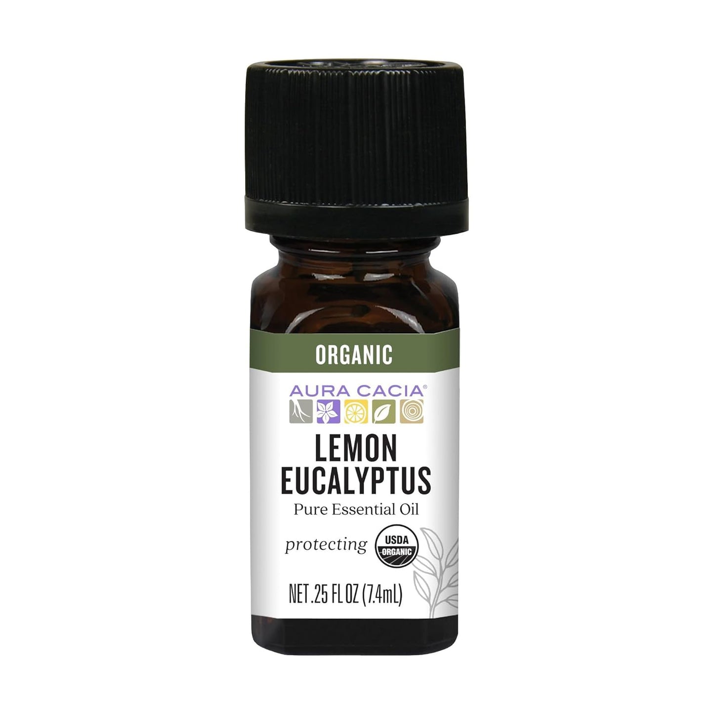 Aura Cacia Organic Lemon Eucalyptus Essential Oil, 0.25 FZ