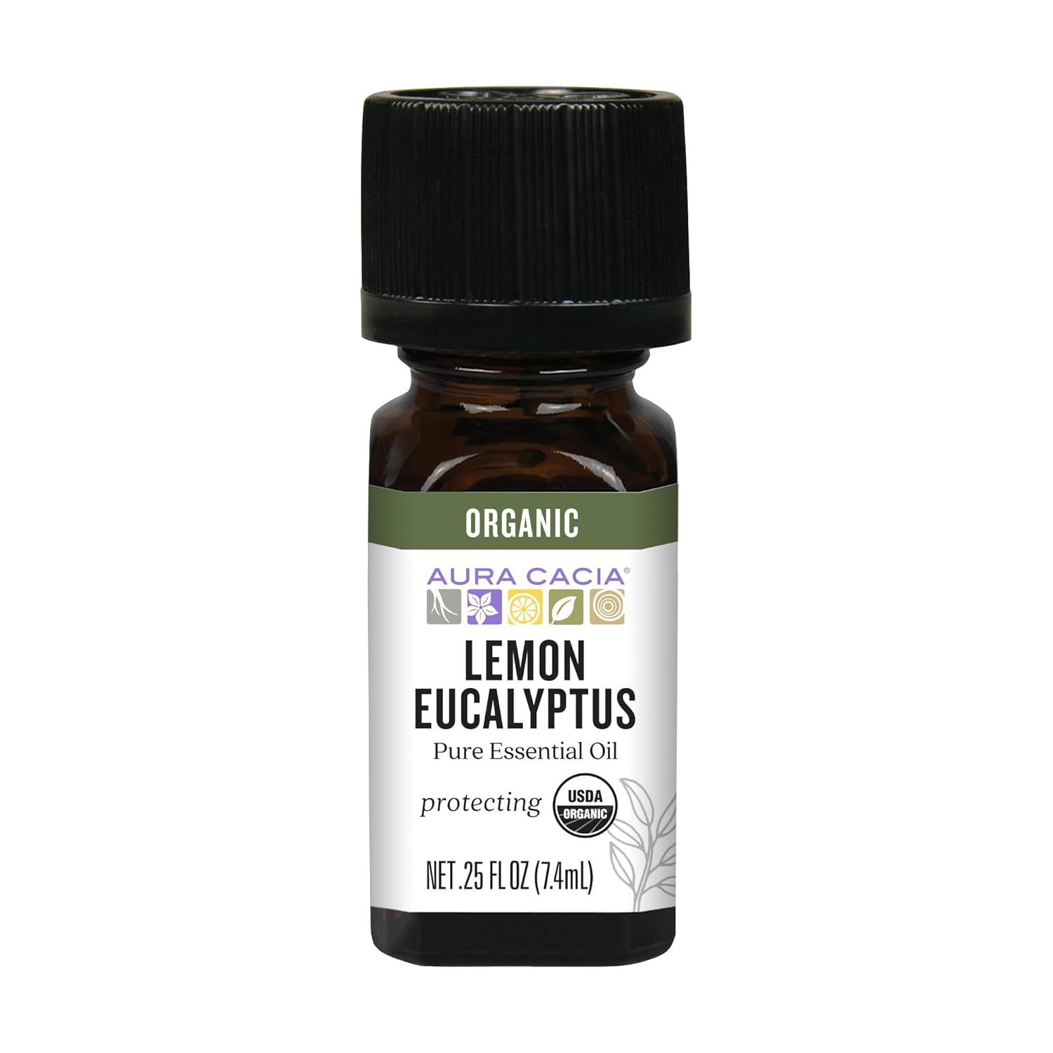 Aura Cacia Organic Lemon Eucalyptus Essential Oil, 0.25 FZ
