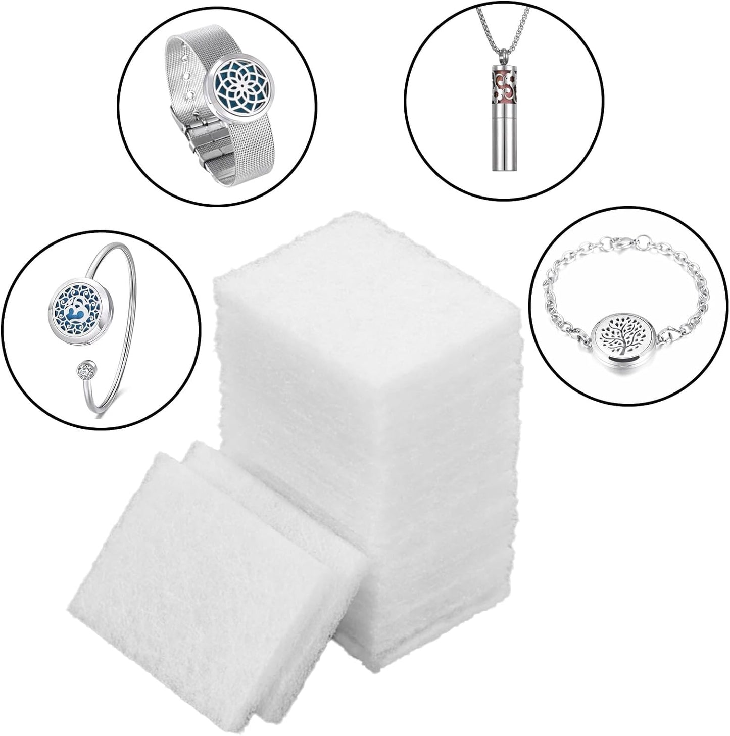 50 Pcs Air Filter Scent Pads, Microfibre Essential Oil Diffuser Refill Pads, 1.2x0.86x0.12in Unscented Aromatherapy Pad for Car Home Office Electronic Diffusers