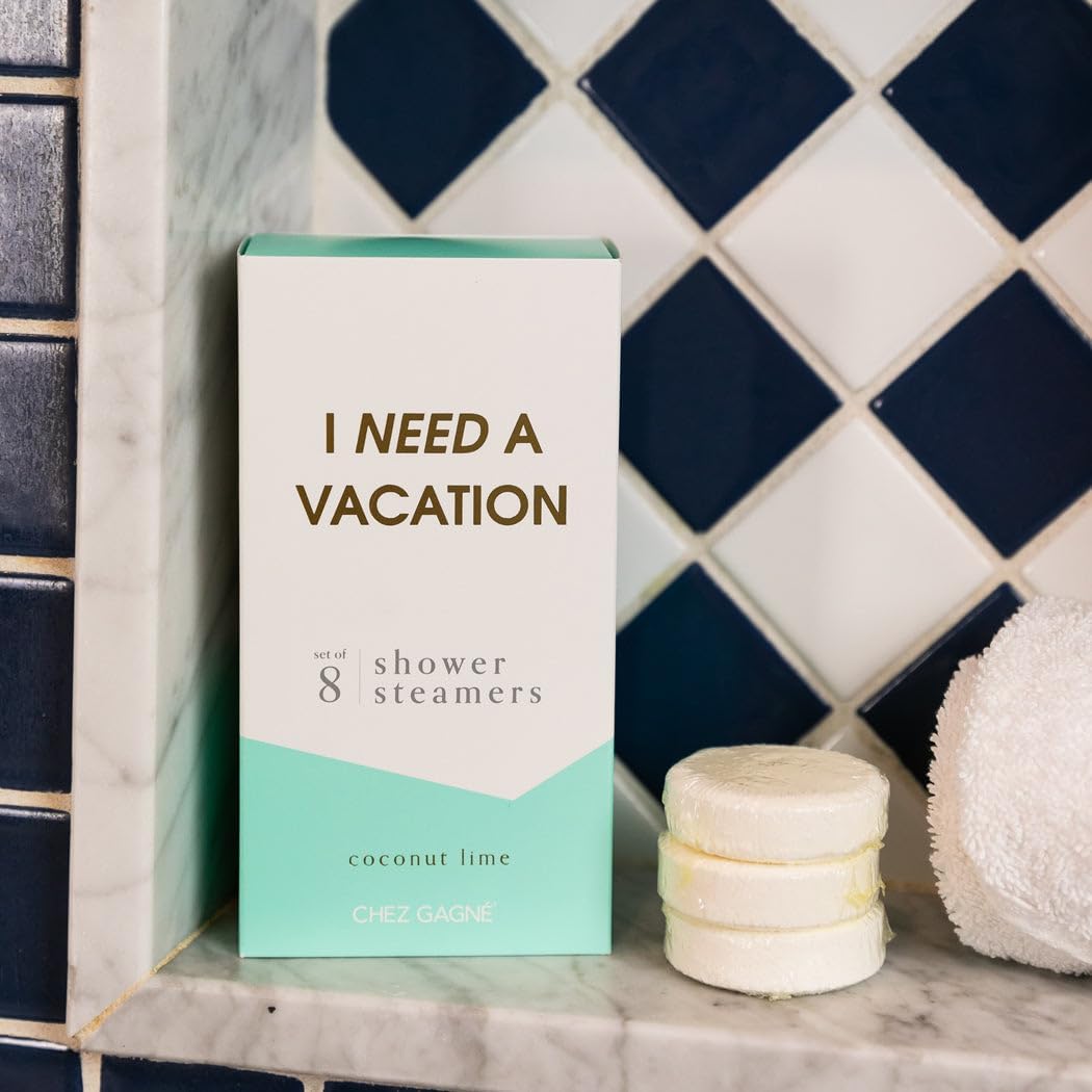 Aromatherapy Shower Steamers - I Need A Vacation - Coconut Lime, Set of 8 - Vegan, Cruelty-Free, Made in USA - Paraben, Sulfate & Phthalate-Free - Relaxation Gift - Mother's Day - Gift for Mom