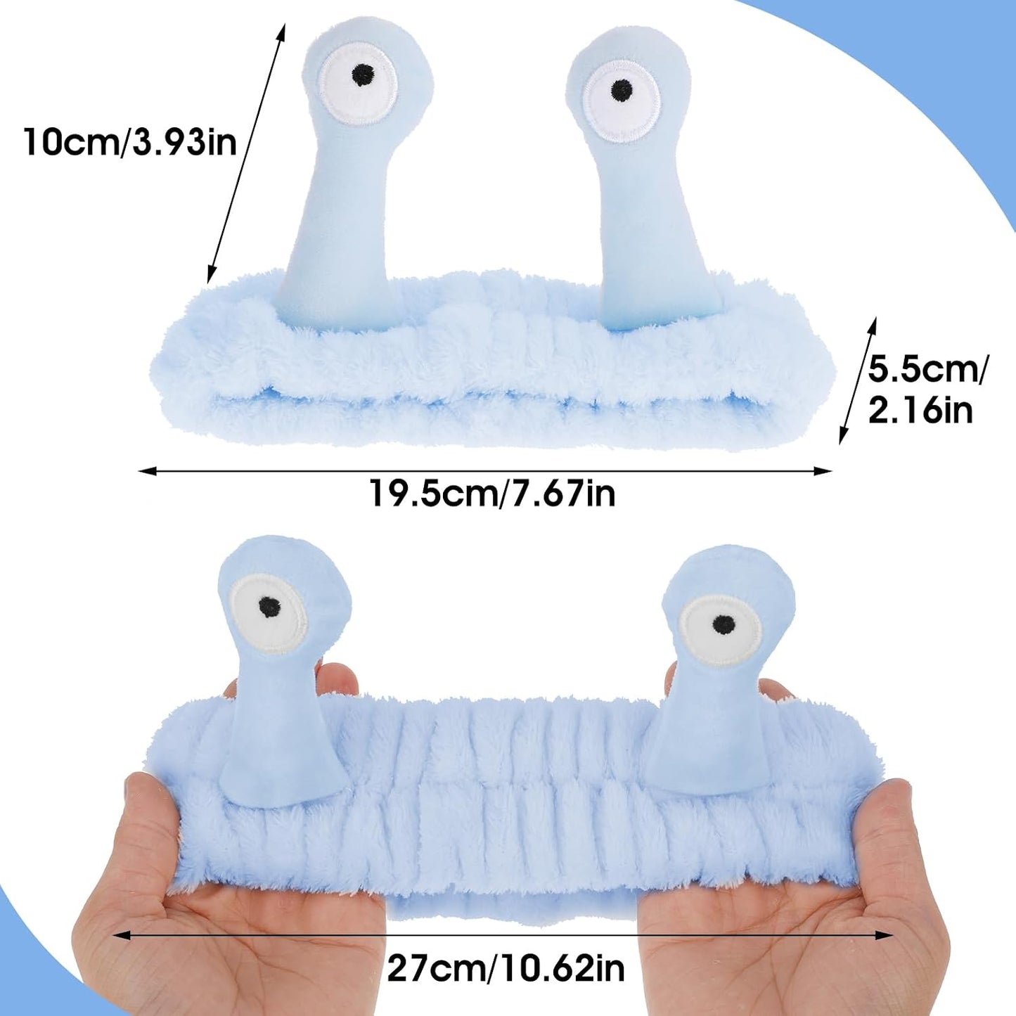 Molain Face Wash Headband, Palm and Snail Spa Hair Bands Makeup Headbands Women Cartoon Cute Coral Fleece Elastic Headband Creative Hair Accessories for Washing Face Shower Sports (Blue)